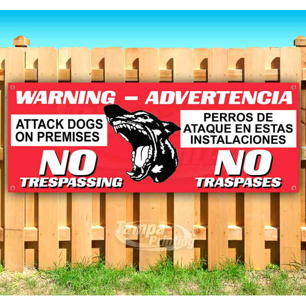 New Flag, Many Sizes Available Warning Beware of Dogs 13 oz Heavy Duty Vinyl Banner Sign with Metal Grommets Advertising Store 